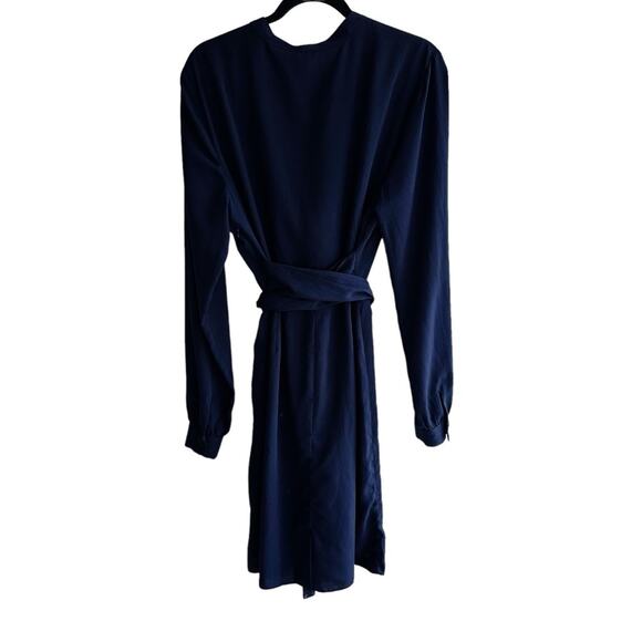 Asos Long Sleeve Faux Wrap Deep V Tie Waist Short Dress - Picture 2 of 7